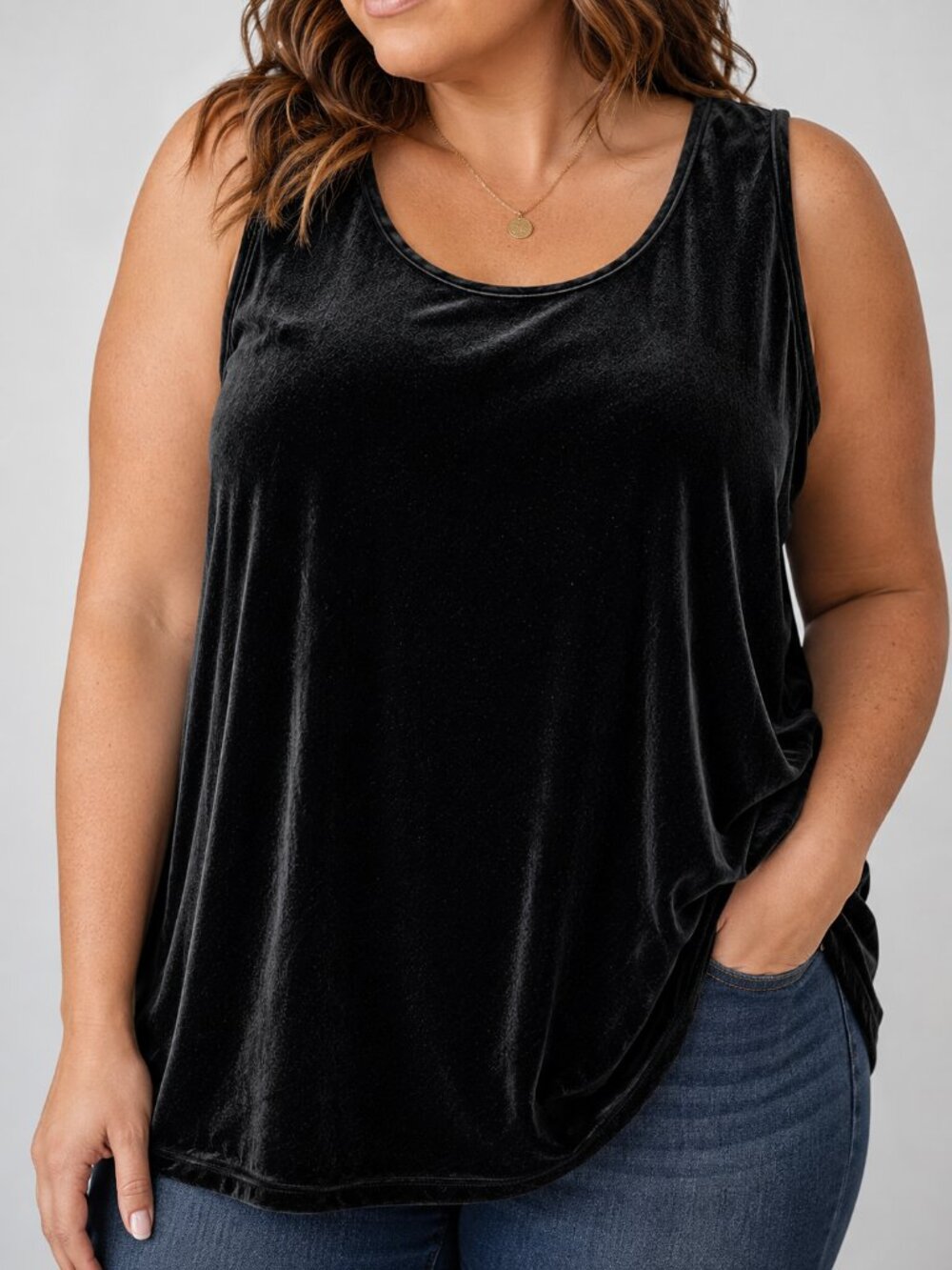 Lane Bryant Designs & Co Velour Sleeveless Top Black Size 18/20